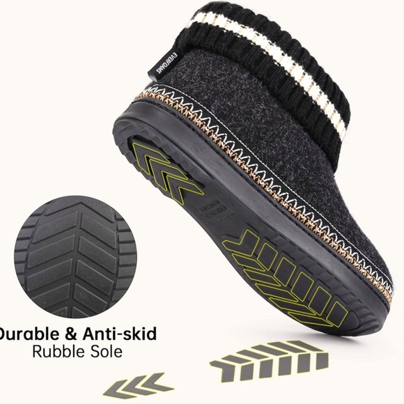 Women's Indoor Outdoor Memory Foam Black Fleece Lining Bootie Slippers .NWT - Picture 5 of 11